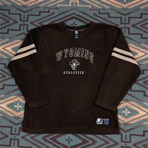 Vintage Wyoming Fleece Pullover Starter Sweater College Football Brown Size M/L